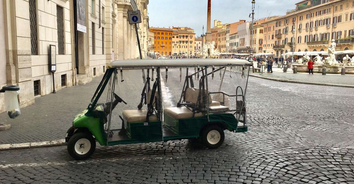Rome: Imperial City Tour by Golf Cart with Optional Transfer - Trevi Fountain and Piazza Navona: Baroque drama in street form